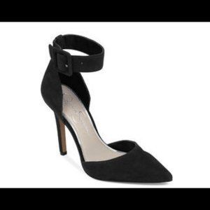 Jessica Simpson Black Suede Sz 5.5 Cayna Ankle Strap Heels